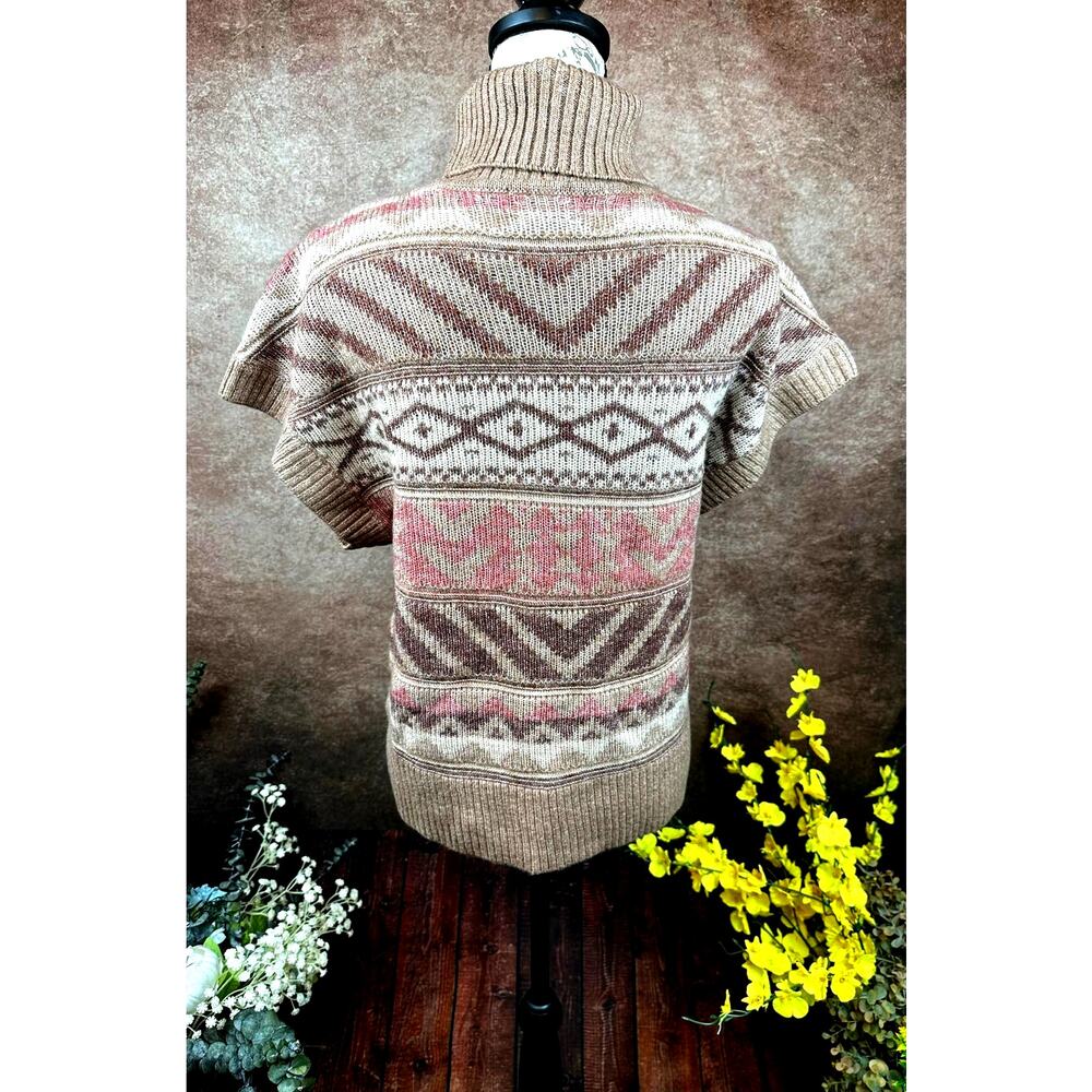 Design History Ribbed Cap Sleeved Turtleneck Brown Multi L - Picture 5 of 10